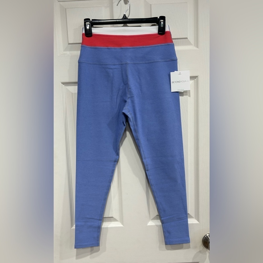 Beyond Yoga Women's XL Spacedye Horizon Colorblock Midi Leggings Periwinkle NWT